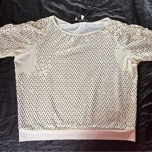 Ashley Stewart Cream and Gold Knit Top